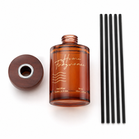 Diffuseur de parfum en verre ambré de luxe avec couvercle en bois, ensemble cadeau diffuseur d'arômes relaxants pour la décoration de la maison, mariage, fête, anniversaire, cadeau de fête