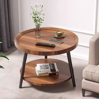 Meuble de rangement multifonctionnel moderne et minimaliste pour salon, table basse circulaire en fer et bois sur pied