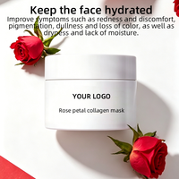 Masque Gel au Collagène de Pétales de Rose Naturels Hydratant et Apaisant à l'Essence de Rose et Vitamine C, Améliore les Rougeurs, la Sensibilité et la Pigmentation