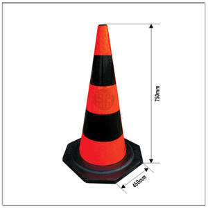 Cono de Tráfico de Seguridad Vial Reflectante de Vinilo y Goma Negro H75 de 750 mm, Gran Venta - Product Image 2