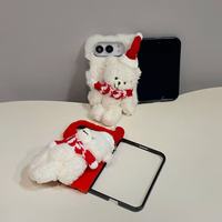 Étui de téléphone portable pliable de luxe 3D mignon et chaud en peluche douce pour iPhone 18 Duo, cadeau pour fille 2026
