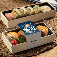 Meilleures ventes Emballage alimentaire jetable Boîte à lunch en bois Boîte à sushi Emballage de salade Conteneur alimentaire Boîte à sushi pliable