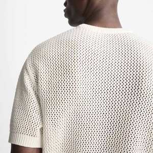 Pull-over d'été pour homme en coton 100% uni, surdimensionné, respirant, à col court, avec logo personnalisé, tendance et formel - Product Image 5