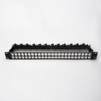 Panneau de brassage mural vierge 19 pouces 24 ports RJ45 UTP Cat5e Cat6 Cat6A pour gestion de câbles réseau, 1U, avec connecteurs Keystone modulaires