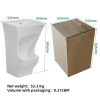 Kidoir Lavabo de Wudu autoportant double à deux niveaux en céramique et porcelaine, avec fonction de lavage des pieds