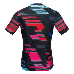 Maillot de cyclisme unisexe léger et respirant, doux pour la peau, à manches courtes, noir, rose, bleu, imprimé géométrique, chemise d'été pour vélo - Product Image 2