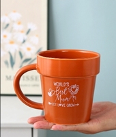 Pot de plante en céramique, logo personnalisé, pot à succulentes en forme de tasse créative pour la décoration intérieure