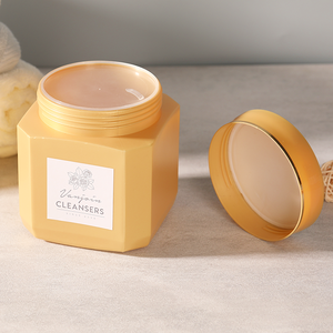 Étiquette personnalisée 300ml 700ml grands contenants cosmétiques carrés en plastique de crème jaune or rouge pot carré en plastique lotion huiles essentielles - Product Image 3