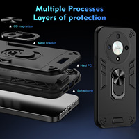 Coque de téléphone pour Honor 50 70 Lite Pura 90 Pro Max Nova 13 9 avec support magnétique pour voiture, coque arrière hybride TPU+PC avec anneau de maintien