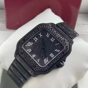 Reloj de Lujo para Hombre, Totalmente Negro, con Moissanita, Fabricación Personalizada, Incrustaciones de Silicio-Zirconio, Diseño de Negocios, Mecánico - Product Image 1