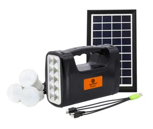 Portable Solar Energy System with Panel and Bulbs for Indoor Home Lighting and Camping Portable Power Stations