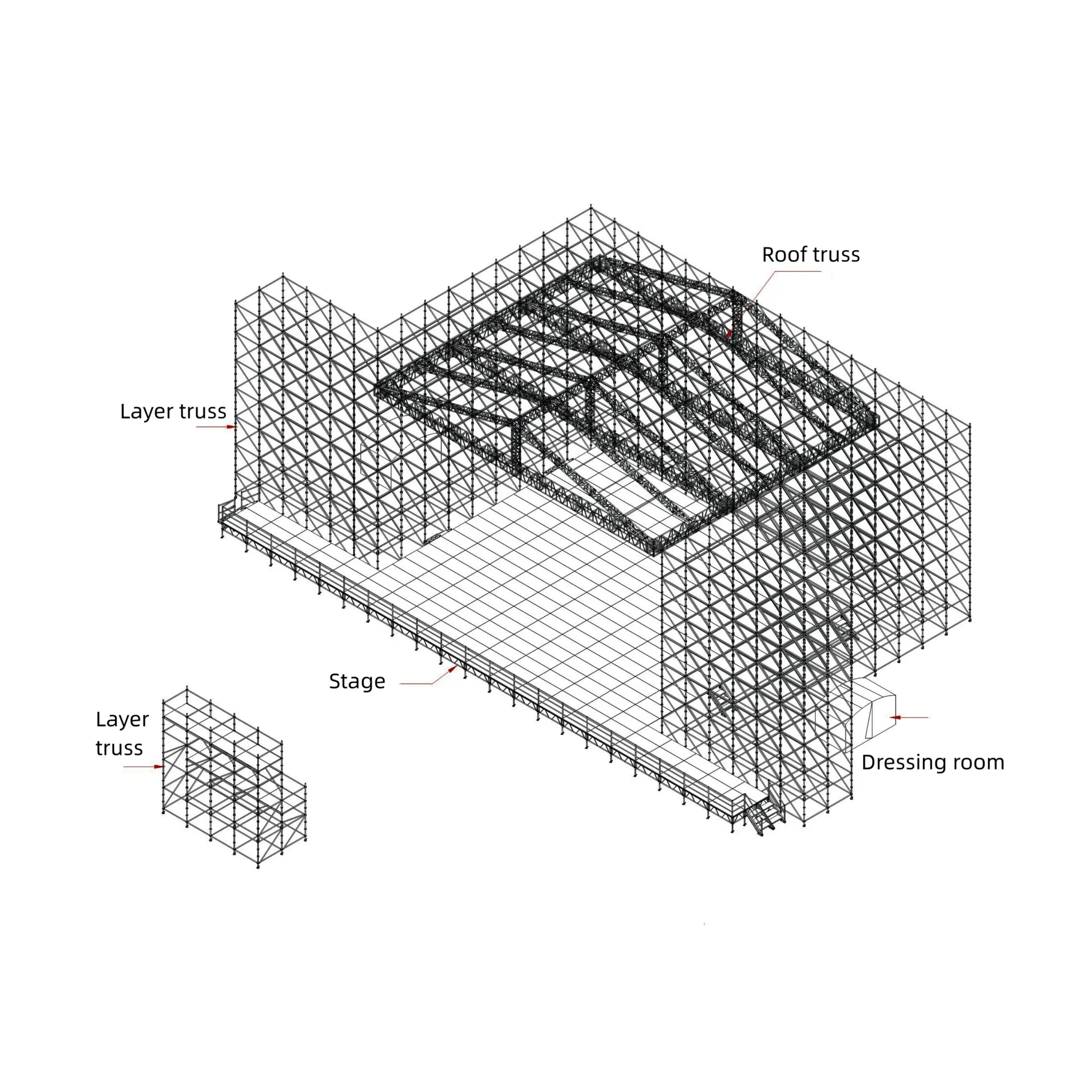 イベントショーステージプラットフォームディスプレイ用の鋼層足場トラスシステム鉄層組み立てステージ