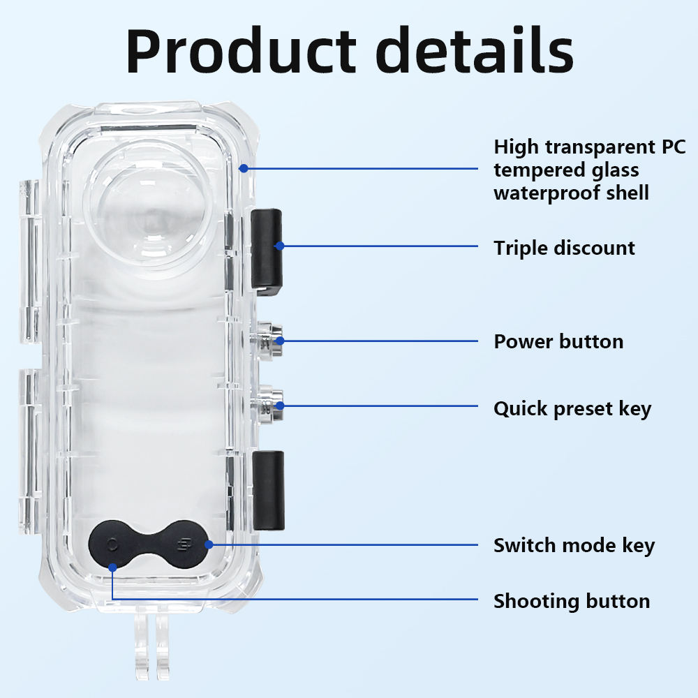 Invisible Case for Insta360 X5 Waterproof Housing Cover Camera Case Underwater 60M Dive Shell for Insta360 X5 Accessories