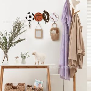 Creative Ball Shaped <b>Wall</b> Hooks Sports Theme Decorative Hangers For <b>Clothes</b> And Bags Multipurpose Easy Install <b>Wall</b> <b>Mounted</b> Type - Product Image 2