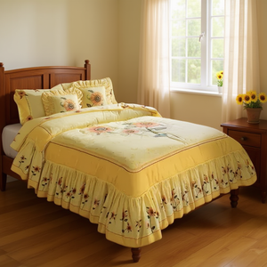 Edredón Doble con Diseño de Girasoles, Tamaño Matrimonial, Bordado Clásico, Ropa de Cama para el Hogar, Uso en Todas las Estaciones - Product Image 2