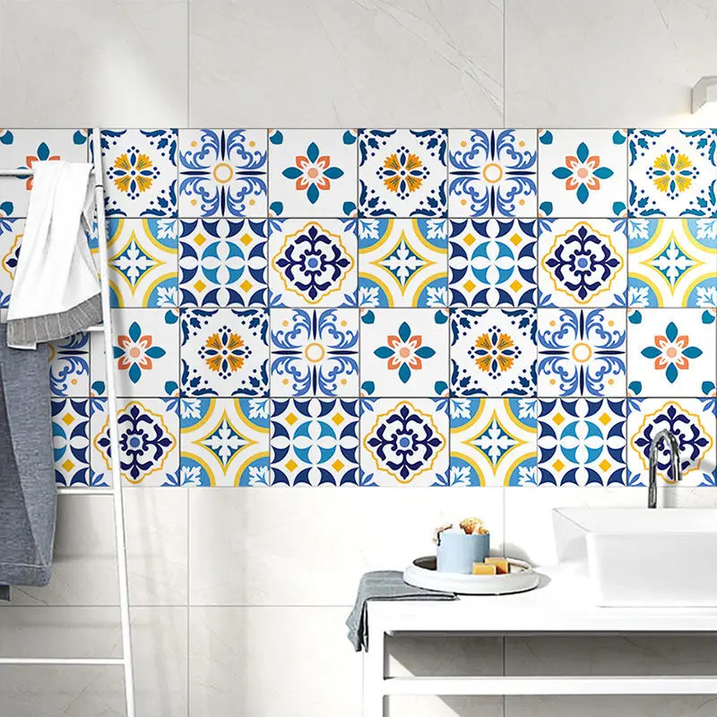 Self-Adhesive Floor Wallpaper Bathroom Waterproof Stickers 3D Wallpaper Floor Tiles Bedroom Kitchen Floor Non-Slip Wall Stickers