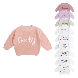 2024 New Cute Sweet Style Solid Color Boys And Girls Knitted Pullover Tops Fall And Winter Inner Wear Children's Sweater