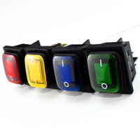 Kcd4 Interrupteur à bascule étanche rouge, jaune, bleu, vert, noir avec LED / 12V / 24V / 110V / 220V / 4 broches/voyant