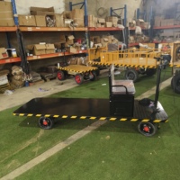 Chariot d'entrepôt électrique de 800 kg, chariot à plateforme motorisé de 800 W haute puissance, chariot à plateforme noir, outils de transport OEM à 4 roues