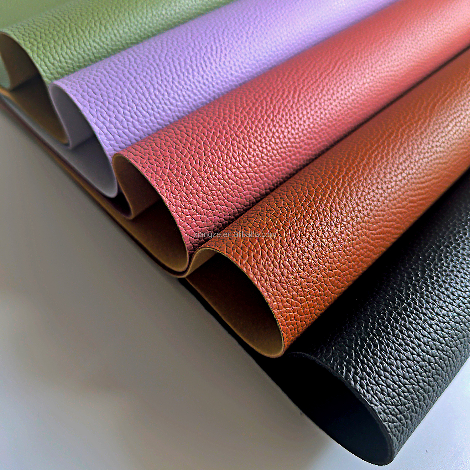 PVC Vegan Synthetic Leather Faux Upholstery Leather For Bag 1.0mm Litchi Grain