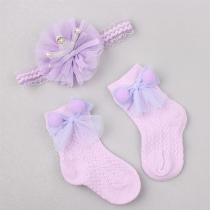 Đơn Giản Và Phong Cách Cotton Thoáng Khí Bow Hình Bé Headband Và Vớ Đặt Cho Trẻ Em Của Vớ - Product Image 1