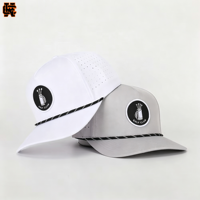 Casquette de baseball et de golf 5 panneaux personnalisée avec logo brodé, en polyester, avec aérations découpées au laser et visière à corde, pour le sport (Gorras)