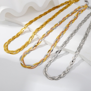 Collana a Catena Piatta Intrecciata di Alta Qualità per Donna Hongtong, Gioielli alla Moda in Acciaio Inossidabile per Feste, Nuova Collezione - Product Image 2