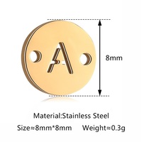 Dijes de alfabeto de doble agujero de acero inoxidable, colgantes de conector de enlace de letras inglesas pequeñas para hacer collar, pulsera, regalo
