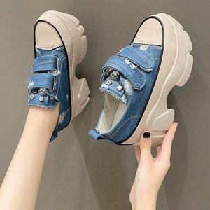 Nuevas Zapatillas Deportivas de Lona con Plataforma para Mujer, Otoño/Primavera/Verano, Moda Casual, para Caminar al Aire Libre, que Aumentan la Estatura - Product Image 5