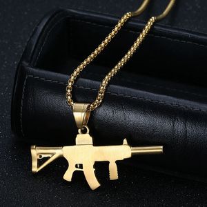 Collar con Colgante de Rifle de Asalto M4, Chapado en Oro, Acero Inoxidable, Joyería de Moda Hip Hop para Hombre, Accesorio para Fiesta - Product Image 4