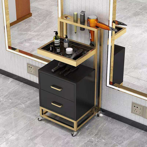 Luxury Gold Plated Salon Trolley with <b>Drawers</b> Professional Hair Rolling Cart Modern Barber Beauty Storage Cabinet for Stylist - Product Image 2