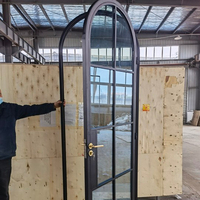 Puertas Francesas de Acero con Rotura de Puente Térmico y Vidrio Arqueado, Estilo Americano, Puerta de Hierro con Vidrio de Seguridad, Gran Venta