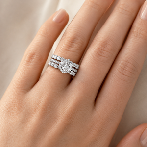Geometric Three Piece Ring <b>Set</b> for Women Elegant <b>Bridal</b> Wedding Engagement Fashion <b>Jewelry</b> - Product Image 2
