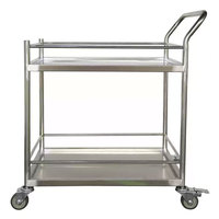 Chariot à plateau en acier inoxydable à 2 niveaux, chariot mobile à roulettes pour hôtel, restaurant, traiteur, transport de plats, service