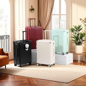 กระเป๋าเดินทางอเนกประสงค์ขนาด 24 นิ้ว พร้อมที่วางแก้ว ล้อหมุนได้ 360 องศา สีมาการอง สำหรับเดินทางท่องเที่ยว - Product Image 4