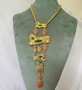 Kaimei 2025 joyería de moda al por mayor mujeres Vintage oro hermoso colgante collar largo turquesa piedra mujeres colgante collares - Product Image 2