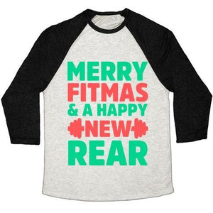Merry Fitmas and a Happy New Rear Unisex Tri-Blend <b>Baseball</b> <b>Tee</b> - Product Image 3