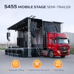 Remorque de scène extérieure HUAYUAN S455 |   Semi-remorque hydraulique de 13 m |   Toit et scène haute capacité - Product Image 1