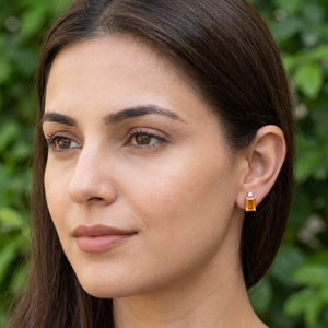 Natural Citrine <b>Stud</b> <b>Earrings</b> 925 Sterling Silver Rhodium Plated Handmade Fine Gemstone Jewelry for Party & Gift Occasions - Product Image 4