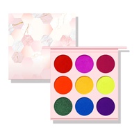 Palette de fards à paupières en poudre chimique imperméable à haute pigmentation 9 couleurs, finition mate et scintillante, 20g, étiquette privée personnalisée, vente en gros