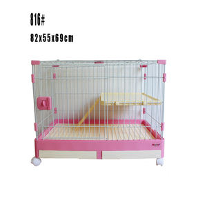 Fabrika doğrudan toptan lüks yüksek kaliteli PP plastik çelik metal demir tel çift tepsi pet köpek kedi tavşan kafesi tekerlekler - Product Image 3