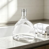 Lege 750ml vierkante glazen fles op maat, transparant, voor fruitwijn, wodka, whisky, brandewijn, sterke drank, met kurk