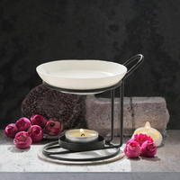 Support en céramique doré en forme d'anneau pour bougie chauffe-plat, chauffe-cire, diffuseur d'arômes de bois de santal et d'huiles essentielles, pour l'été