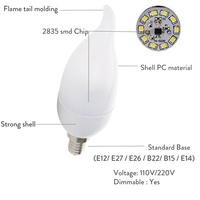 Ampoules LED à lumière de bougie E14 E27 E26 E12 B22 B15 1,5W Flamme Lustre 110-220V 2835 SMD Remplace les lampes halogènes 15W pour la décoration intérieure