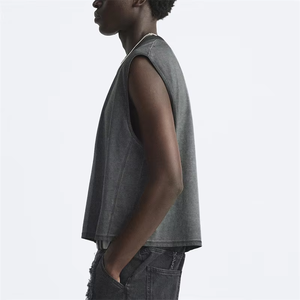 T-shirt da ginnastica per i muscoli dei pesi massimi personalizzati da uomo t-shirt con canotta corta <span class=keywords><strong>nera</strong></span> senza maniche - Product Image 3