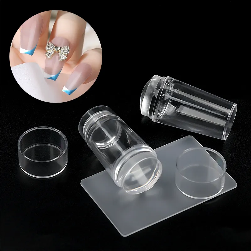 DIY nail art clear jelly stamp complete round transparent nail jelly stamper tools