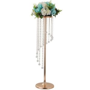 Soporte de Metal Dorado y Plateado con Cristales Europeos para Centros de Mesa de Boda, con Flores Artificiales - Product Image 1