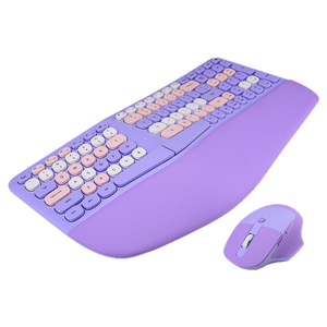 Mofii Ergonomic Wireless <b>Keyboard</b> <b>And</b> <b>Mouse</b> Set With Wrist Rest Purple Mixed Colors Office Use - Product Image 2