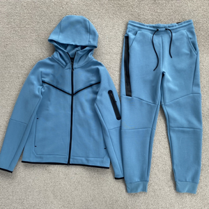 Ensemble sweat-shirt et pantalon de jogging pour homme, bleu marine, réfléchissant, fermeture éclair intégrale, style décontracté - Product Image 2