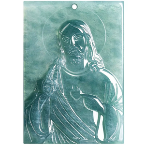 Pendentif en jade argenté authentique, ancien matériau, jadéite naturelle, Feicui, qualité A, eau bleue, type Maoqing, pour enfants, unisexe - Product Image 5